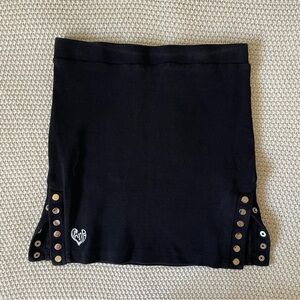 The Kript - Black Cut Out Slit Side Mini Skirt